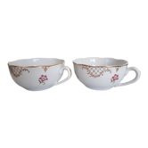 2 tasses à thé en porcelaine de Sarreguemines