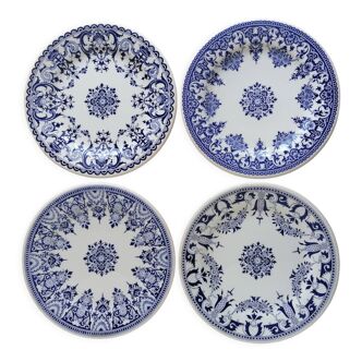 4 mismatched Gien dessert plates