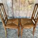 Pair of Antique Art Nouveau Chairs with Wooden Frame + Woven Straw Seat Vintage