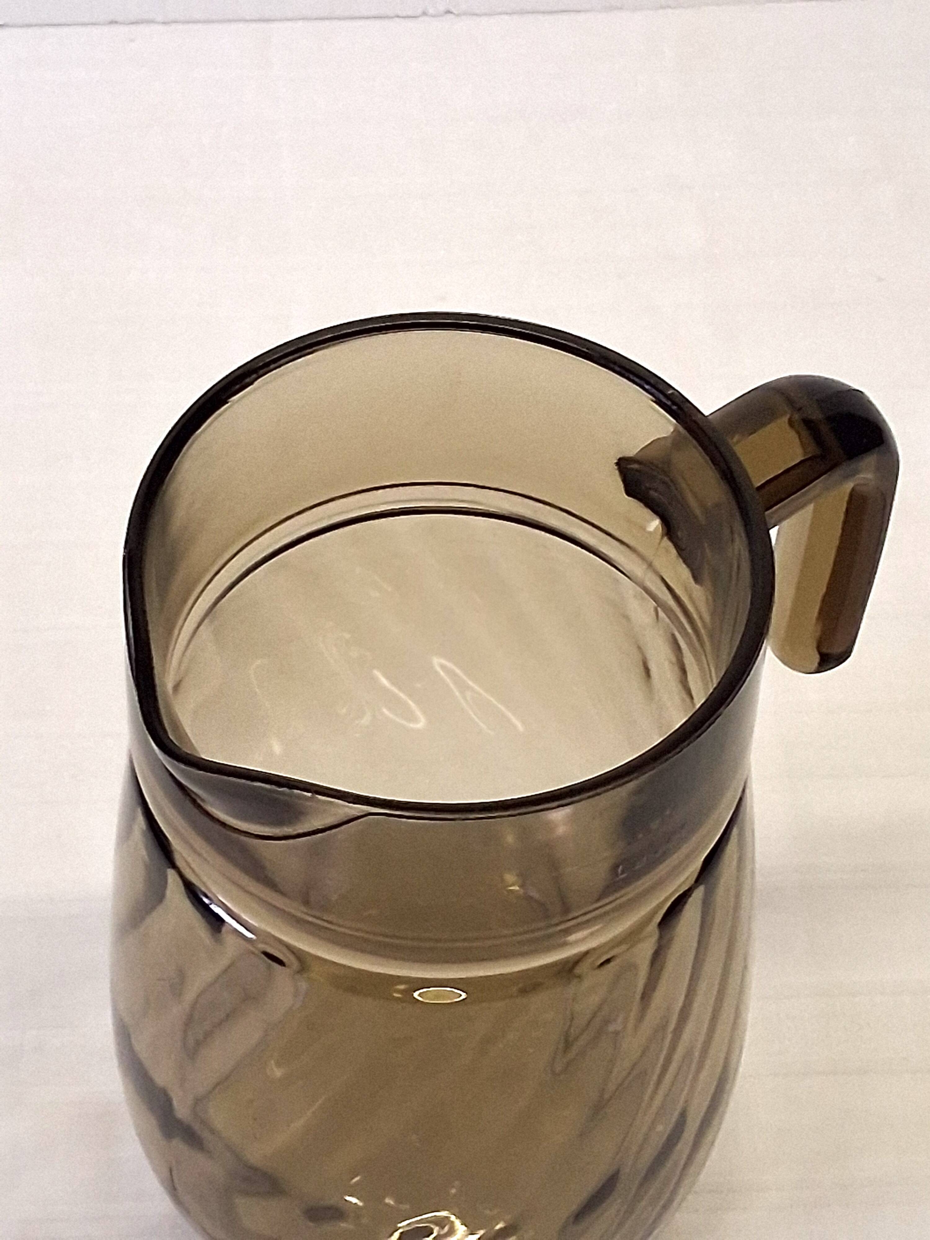 Very pretty black smoked glass pitcher from Lever in very good condition.