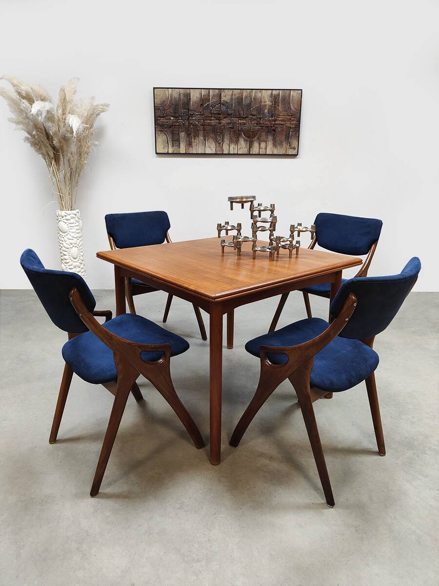 Vintage Danish Square Extendable Teak Dining Table