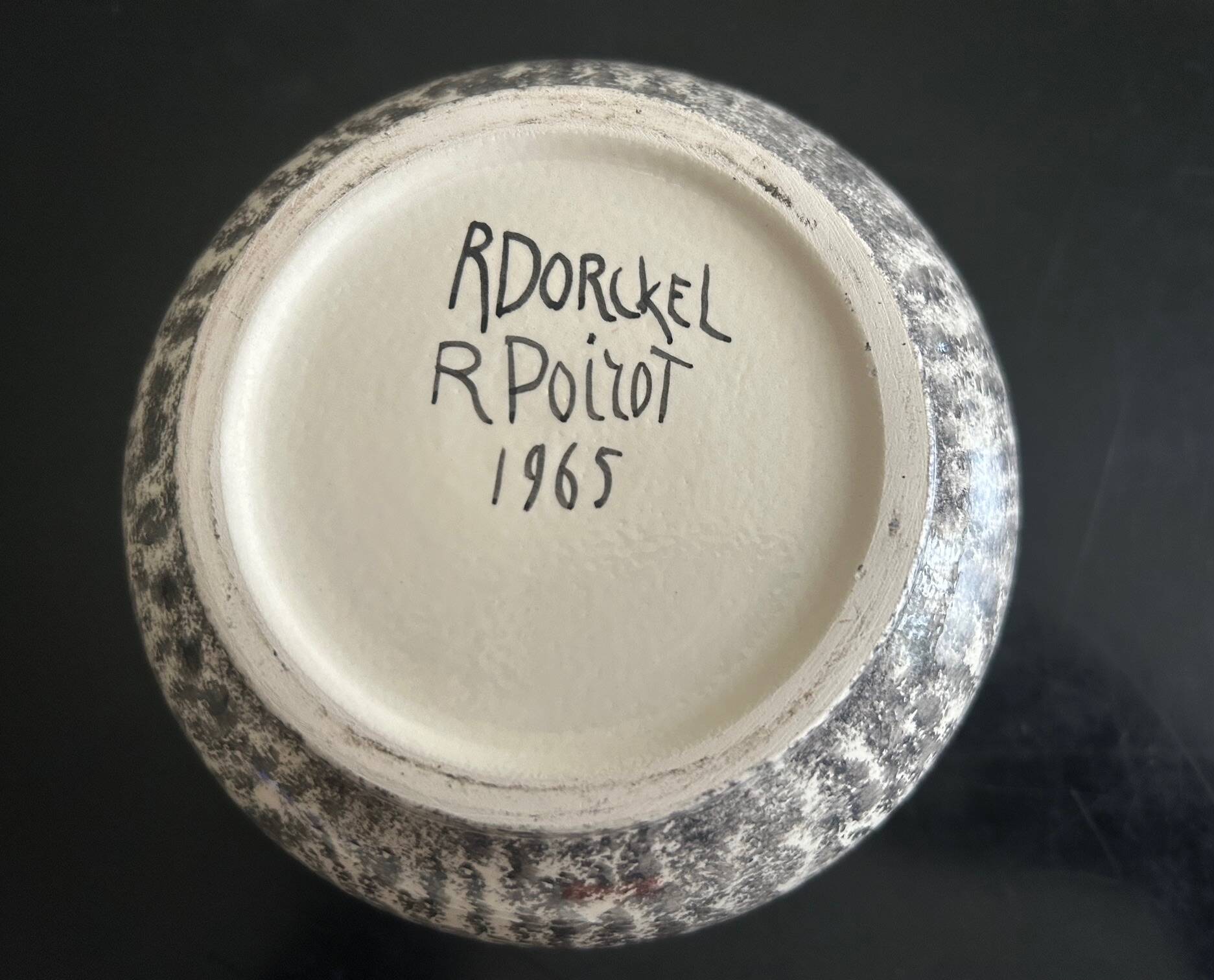 ceramic vase decorated by the artist René Poirot