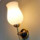 Paire d'appliques opaline et laiton 1950