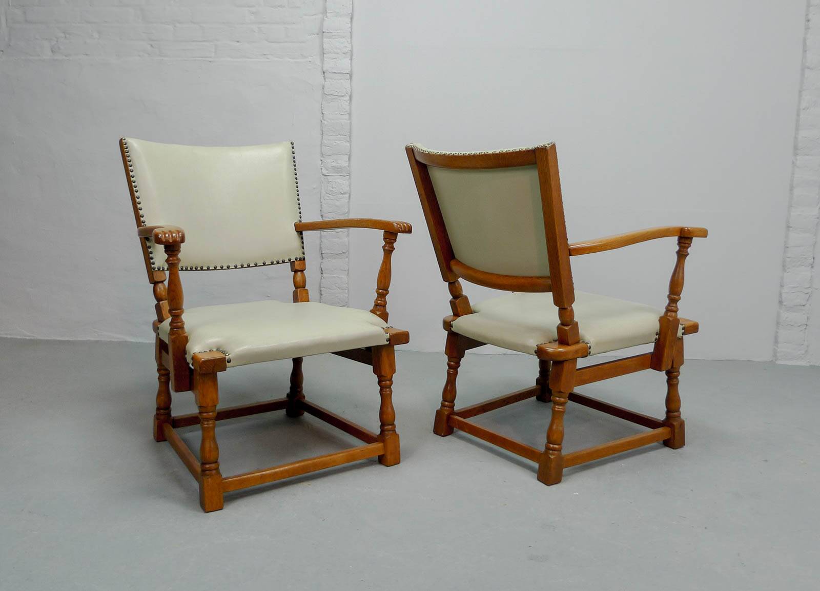 Set of 4 Dutch Design Oakwood Arm Chairs by Theo Ruth for Artifort, 1950s