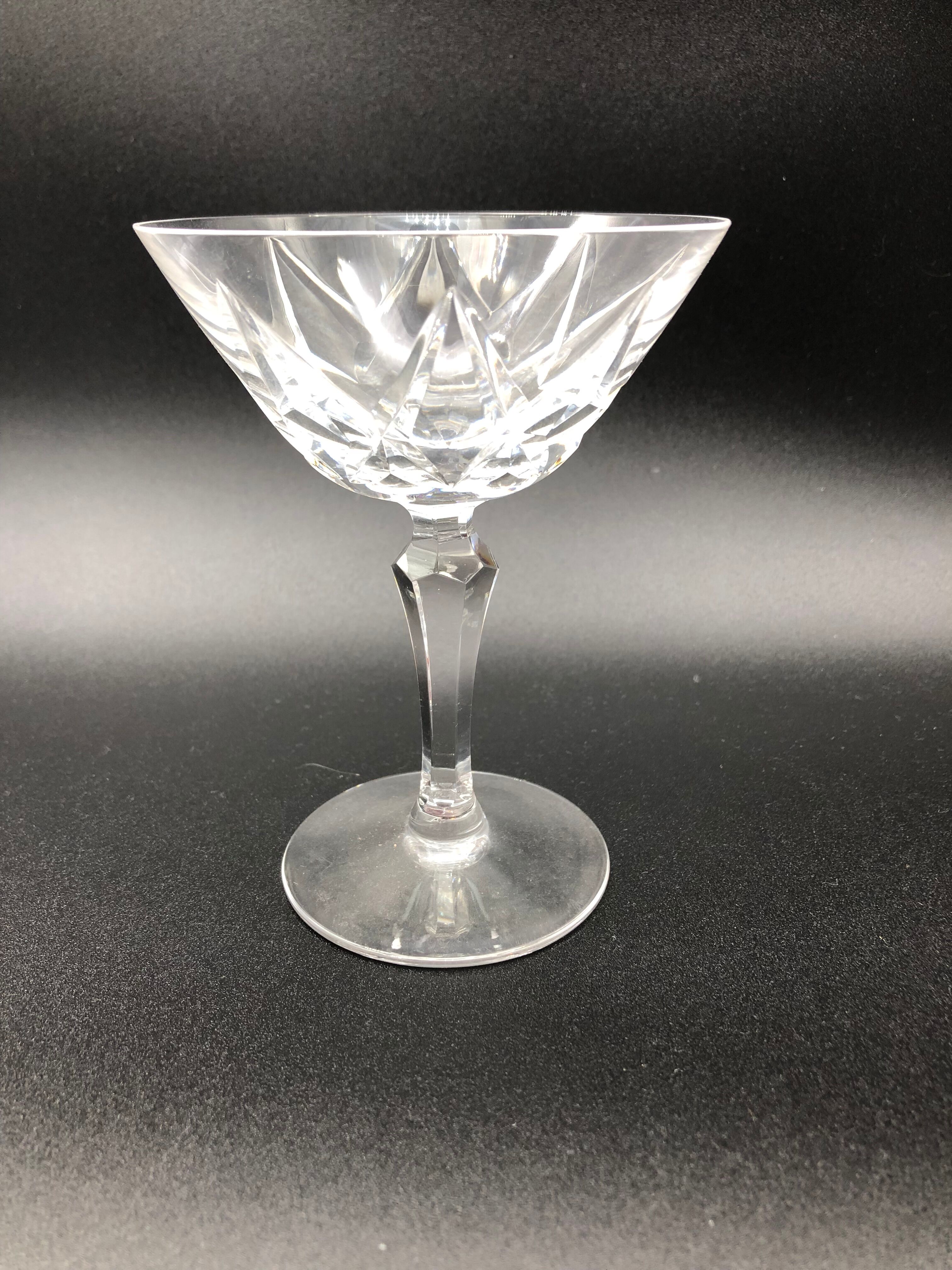 5 glasses of champagne in Saint Louis crystal signed Ardèche model