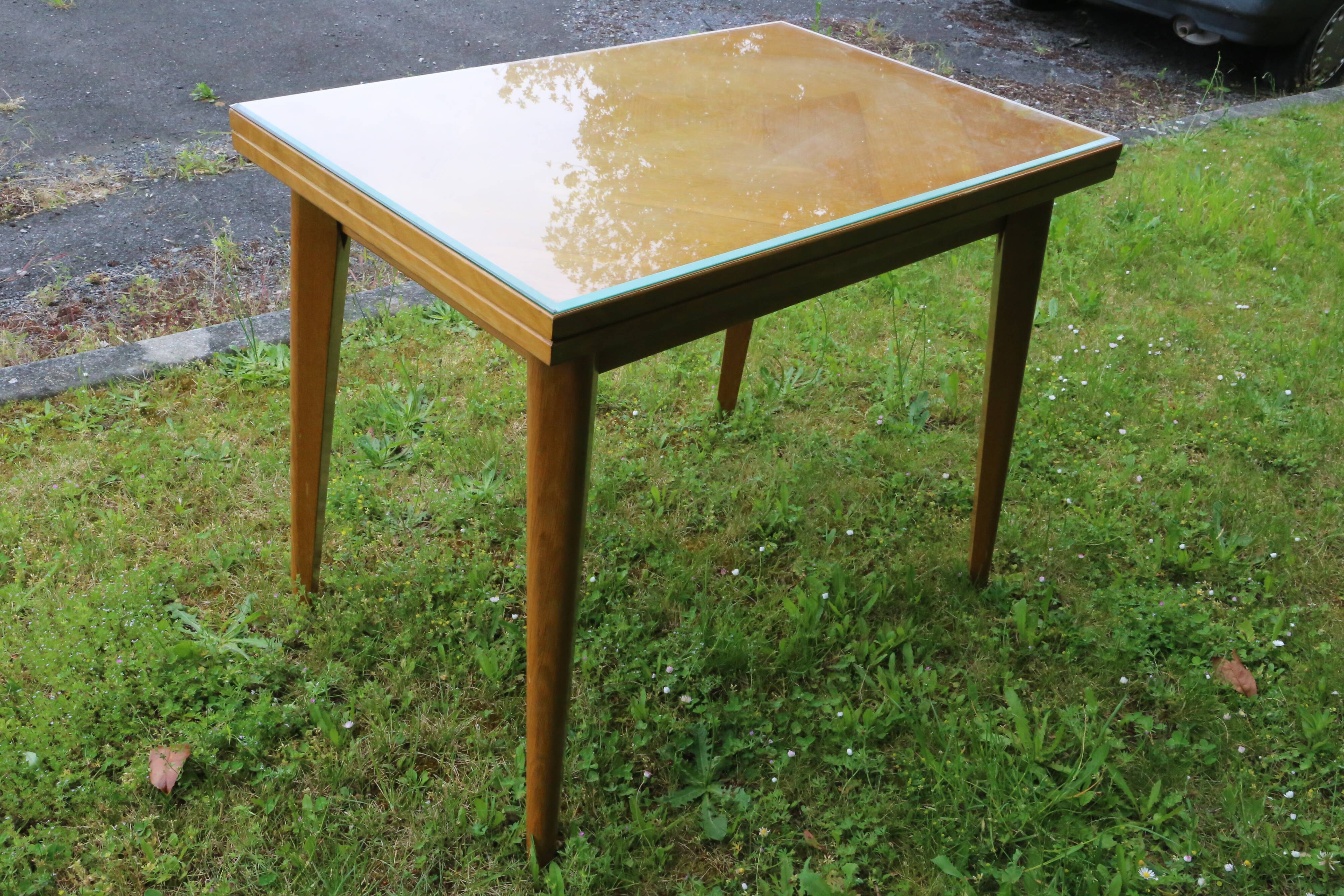 Pretty glass pine table, vintage