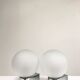 Duo of vintage glass and chrome wall light