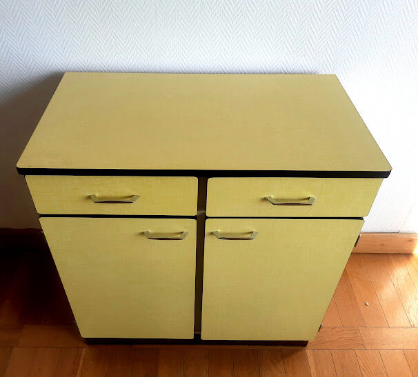 Lemon yellow formica sideboard 1960