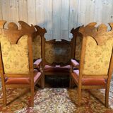 Art Nouveau style Gothic Revival salon sofa and pair of armchairs in