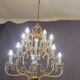 Pair of cage chandeliers with pendants