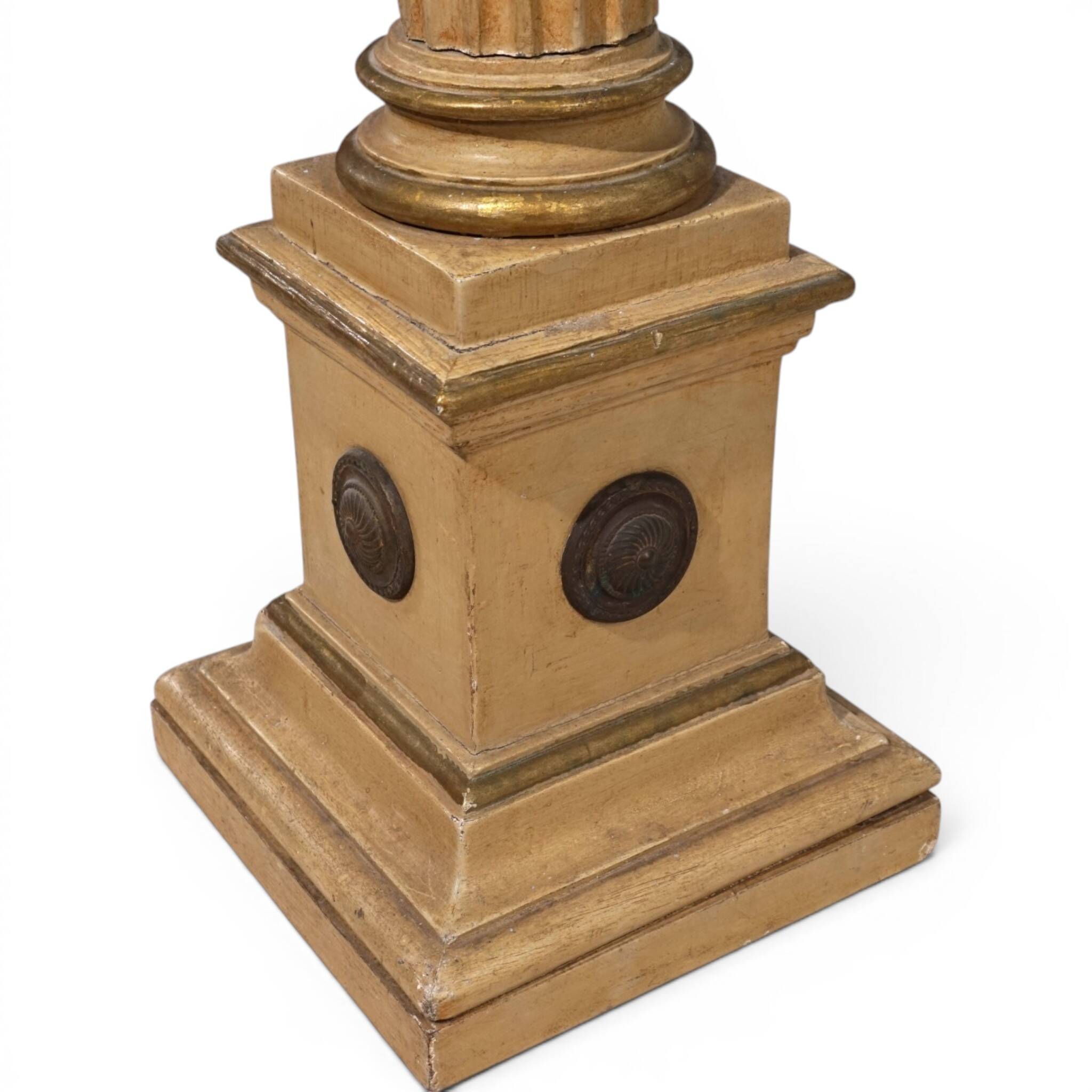 Bougeoir d'église en bois sculpté antique, 1860