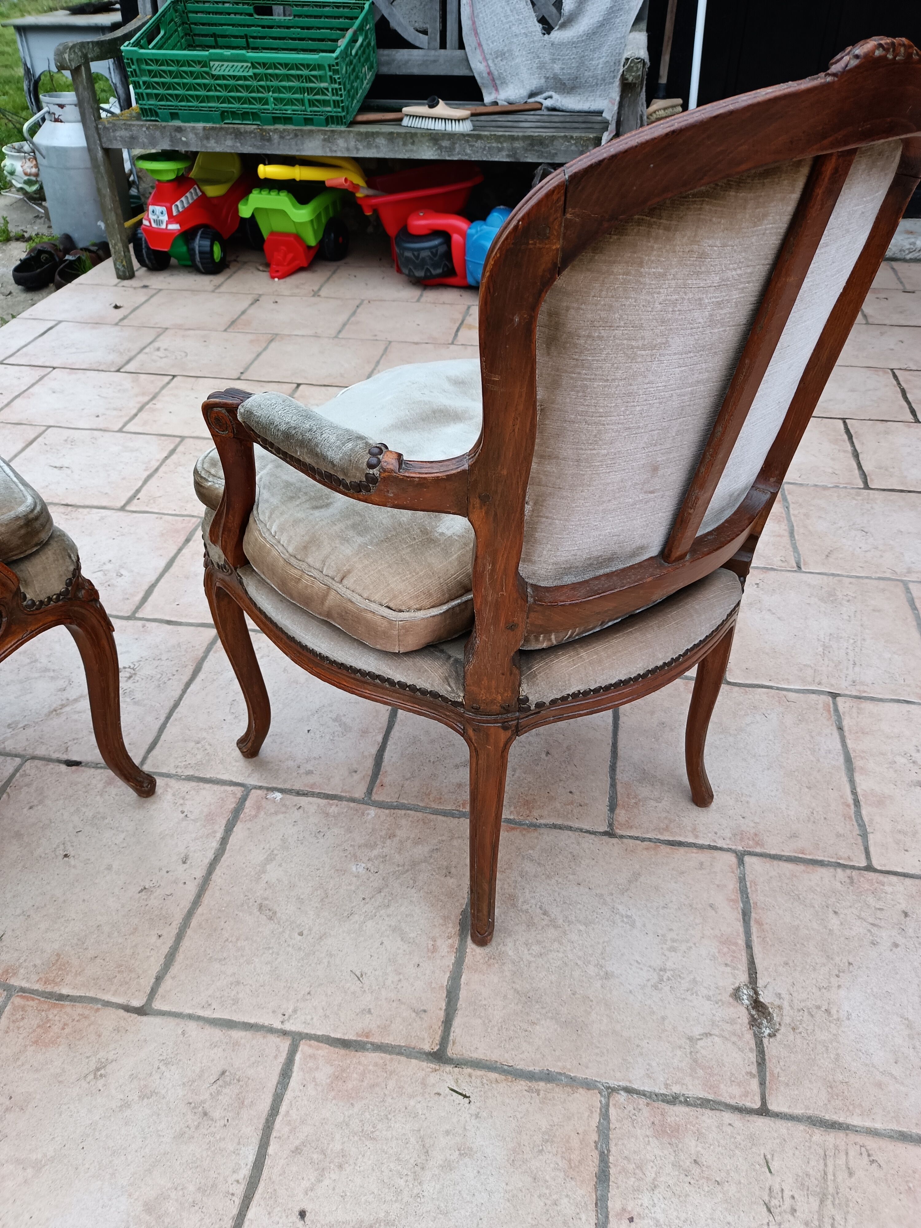 Pair of antique armchairs style Louis XV late XIXth