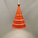 Knud Hjerting Metal layered cone-shaped hanging lamp with perforated detail on the edge. Model P208