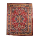 Vintage persian carpet handwoven red wool khorasan area rug- 338x243cm
