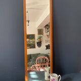 Large rectangular antique wall mirror in vintage wood, 1930