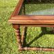 Table basse en chêne, plateau en verre fumé