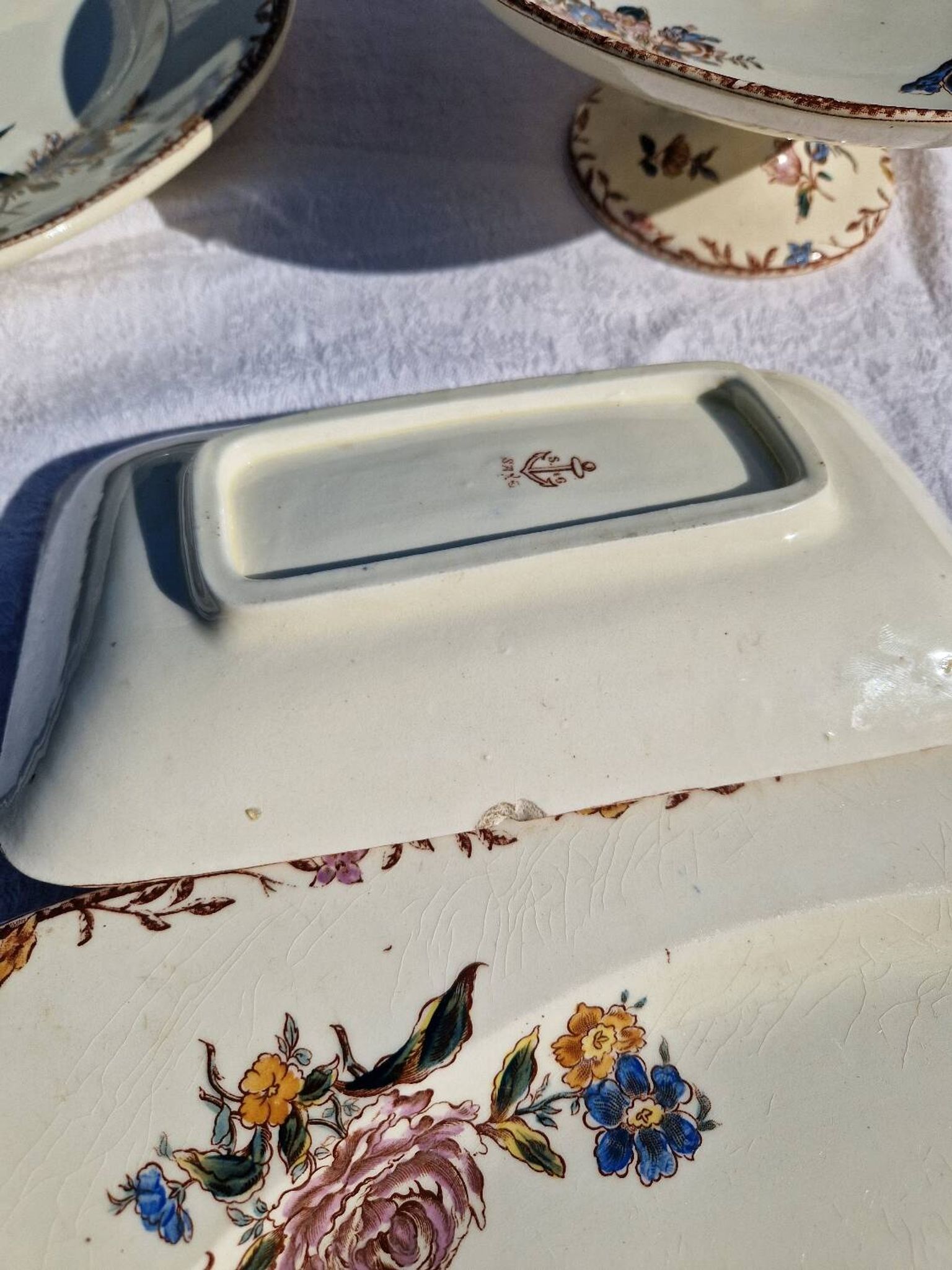 Clairefontaine earthenware plate and fruit bowl set, Saxe model