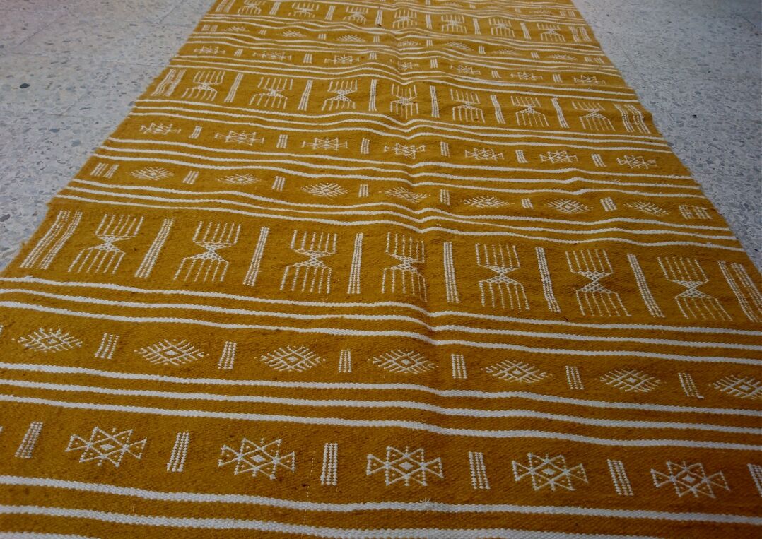 Yellow and white berber kilim 110x200cm