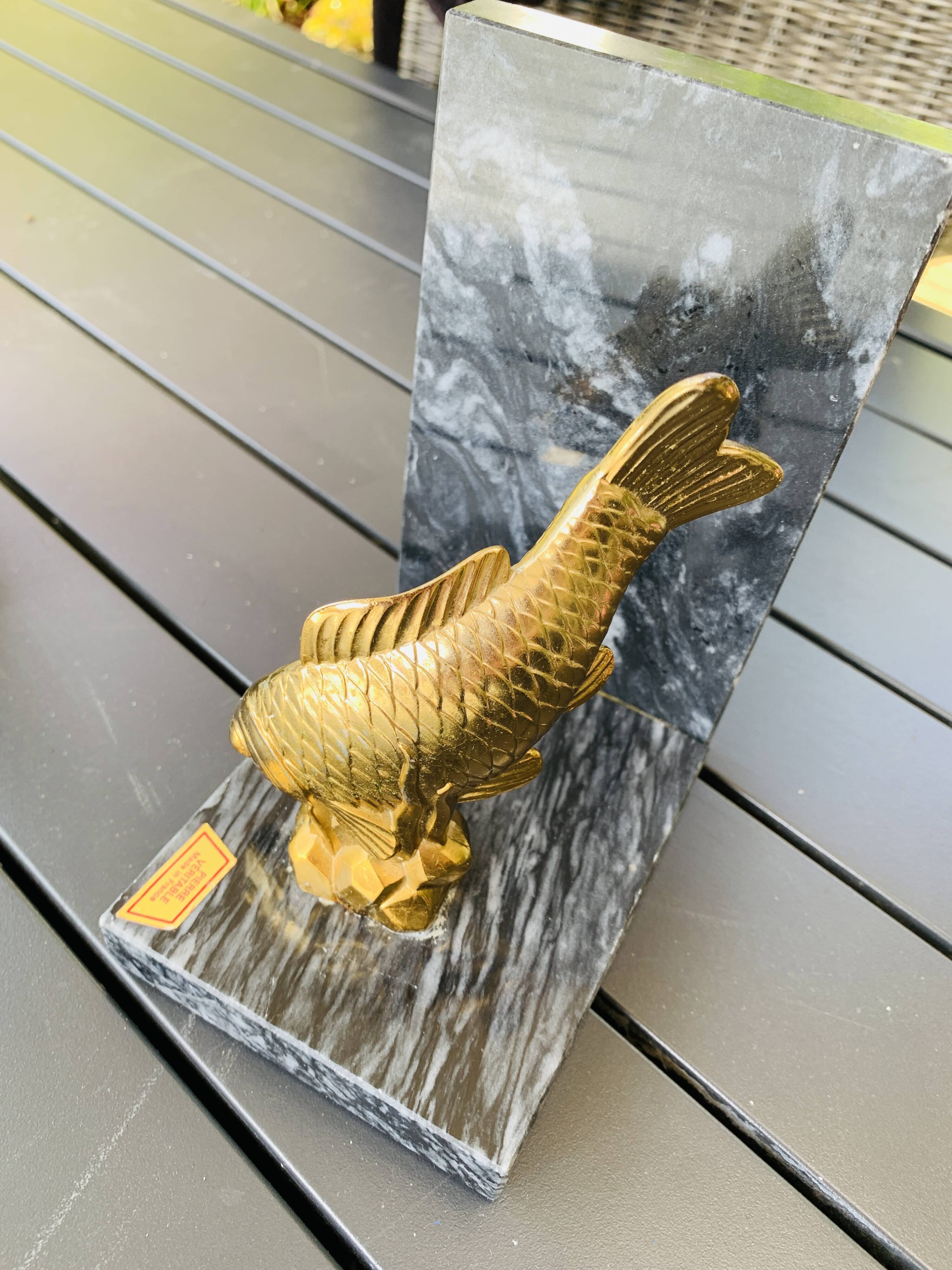 Pair of marble and brass bookends