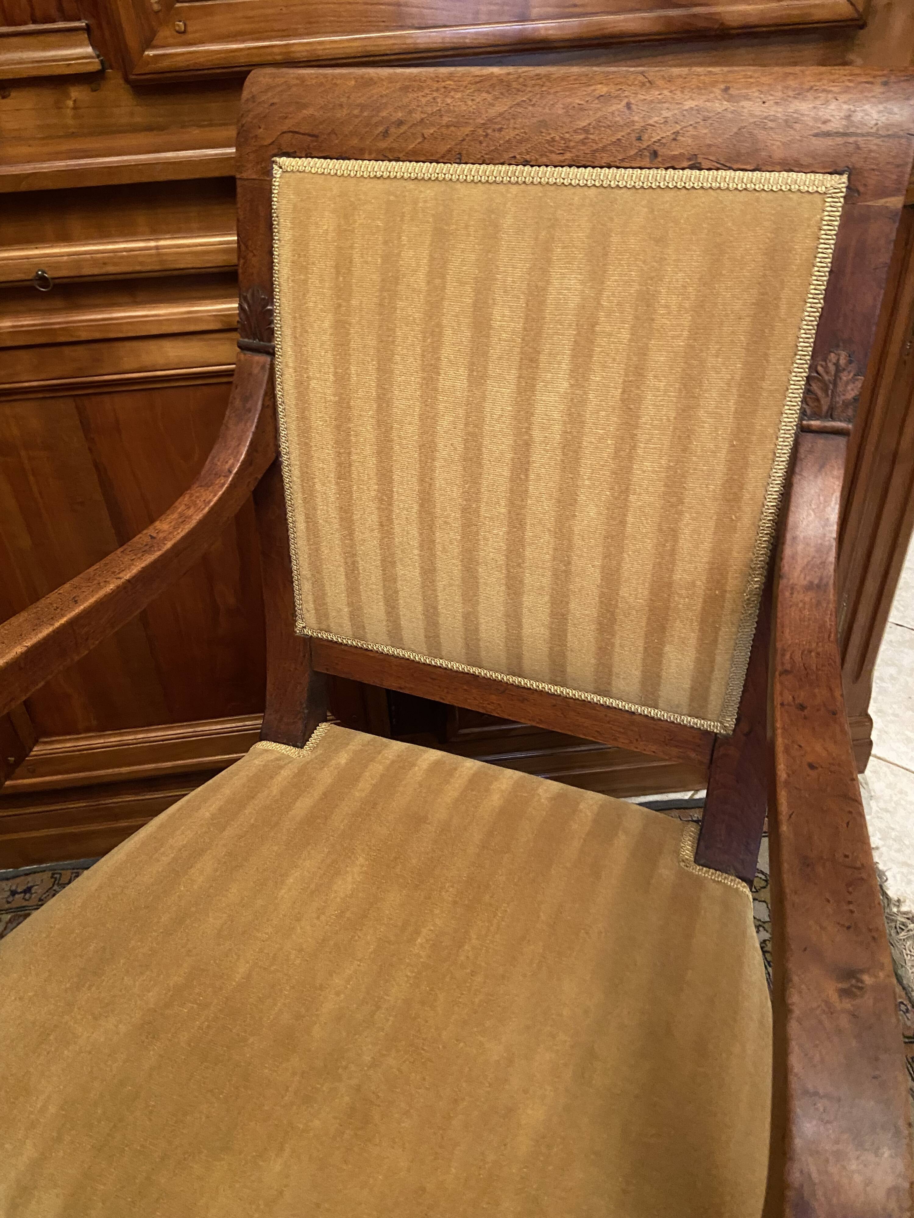 Pair of XIXth armchairs in solid walnut