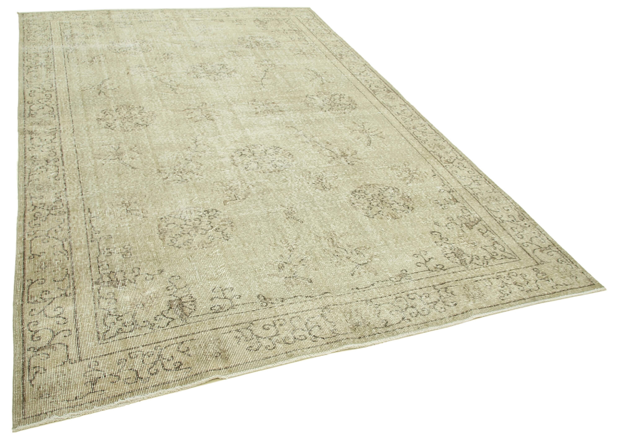 Handmade oriental beige carpet 196 cm x 306 cm