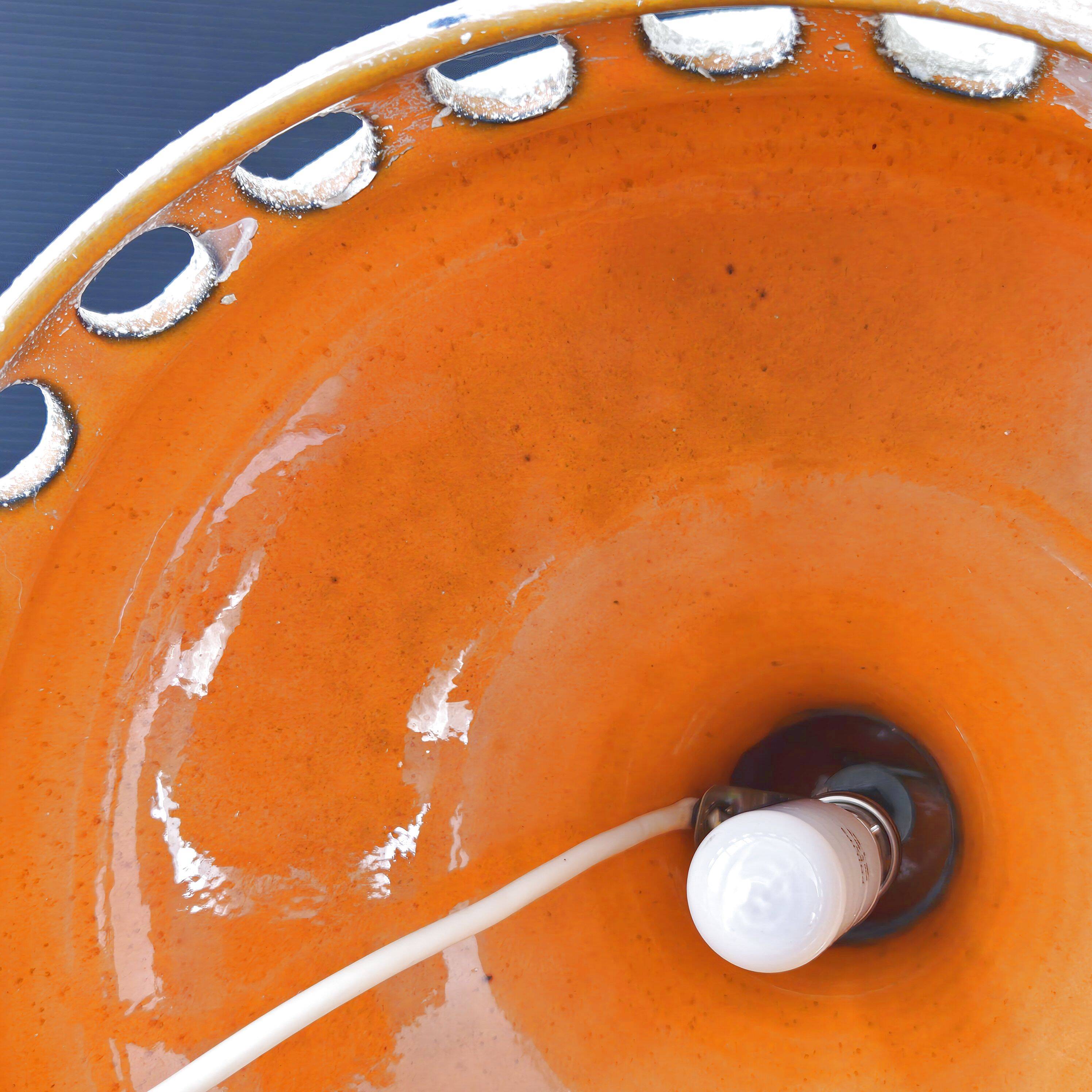 Vintage 1970s orange enamel lamp