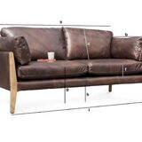 Scandinavian right sofa, vintage design, leather and wood
