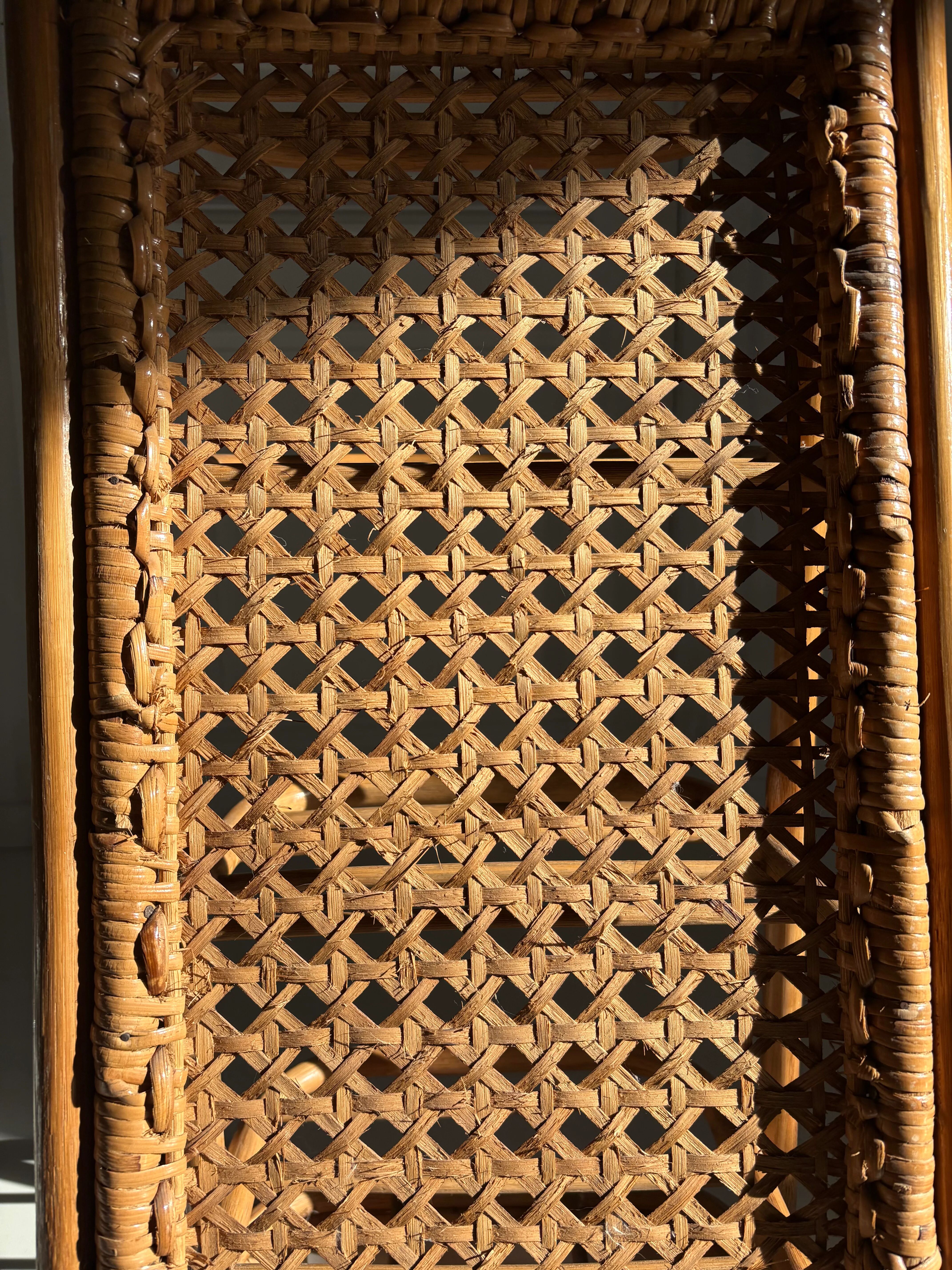 Vintage rattan and cane shelf – 1970s