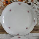 Dessert service 6 people 7 pieces porcelain Bavaria white decoration roses field flowers