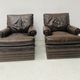 Pair of vintage brown leather armchairs from the 1970s.
