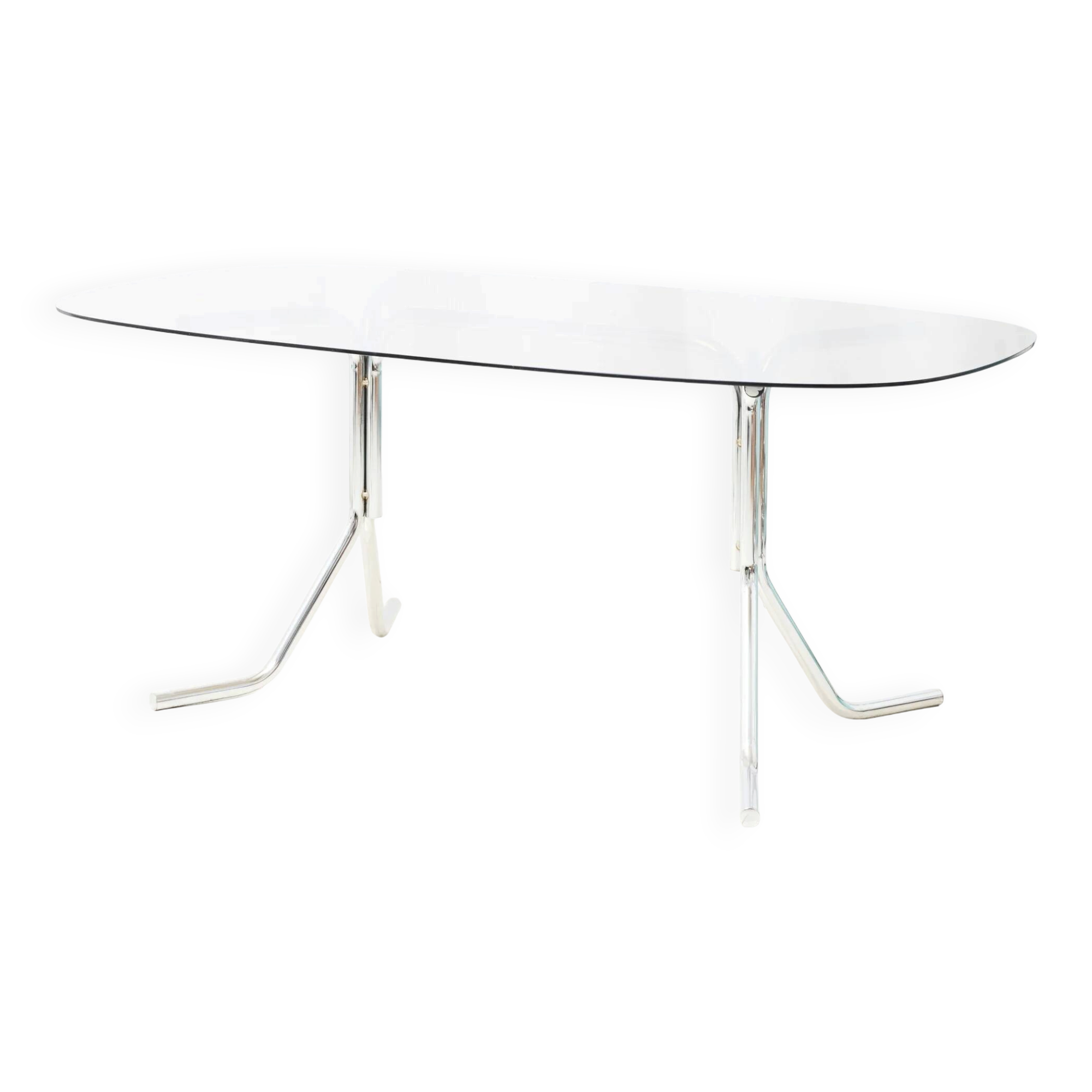 Dining table with tubular chrome base, 1970s