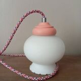 opal white reading lamp, coloured cord, vintage upcycled
