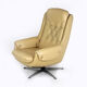 Vintage Finnish Leather Swivel Lounge Chair with Adjustable Recline, 1970s