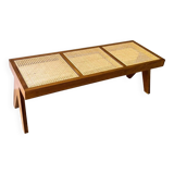 Solid wood and cane bench