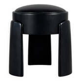 Tabouret en frêne et cuir noir par Forme