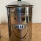 Set of two chrome-plated copper coffee/sugar jars stamped