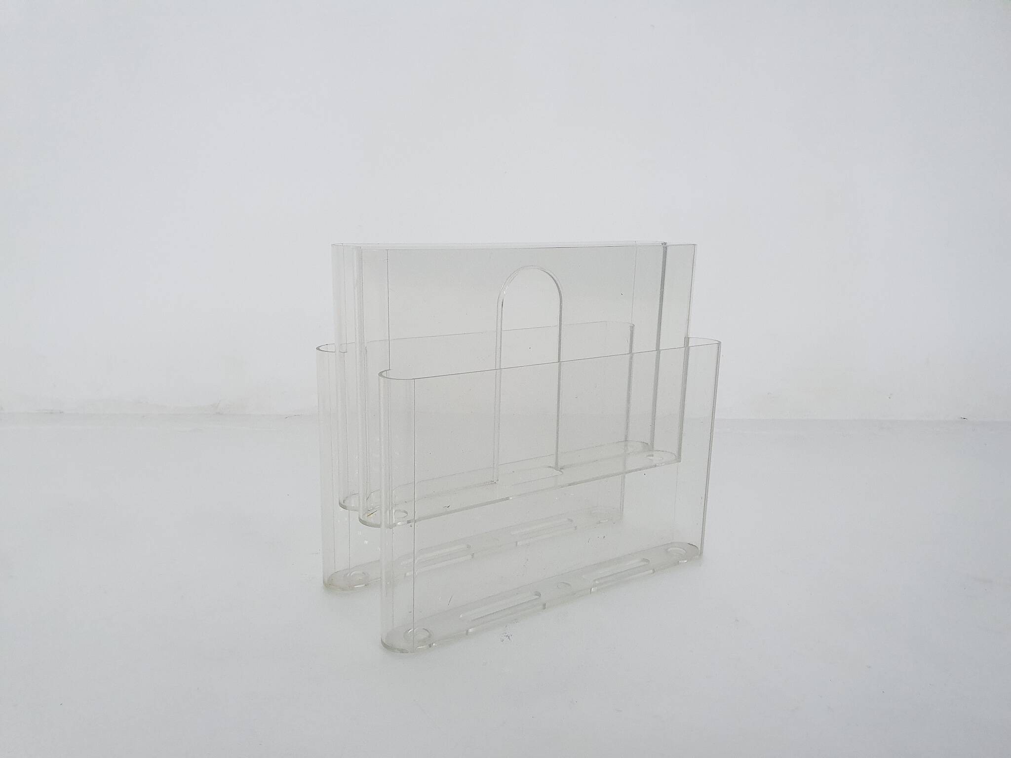 Transparent Giotto Stoppino for Kartell magazine stand, Italy 1960's