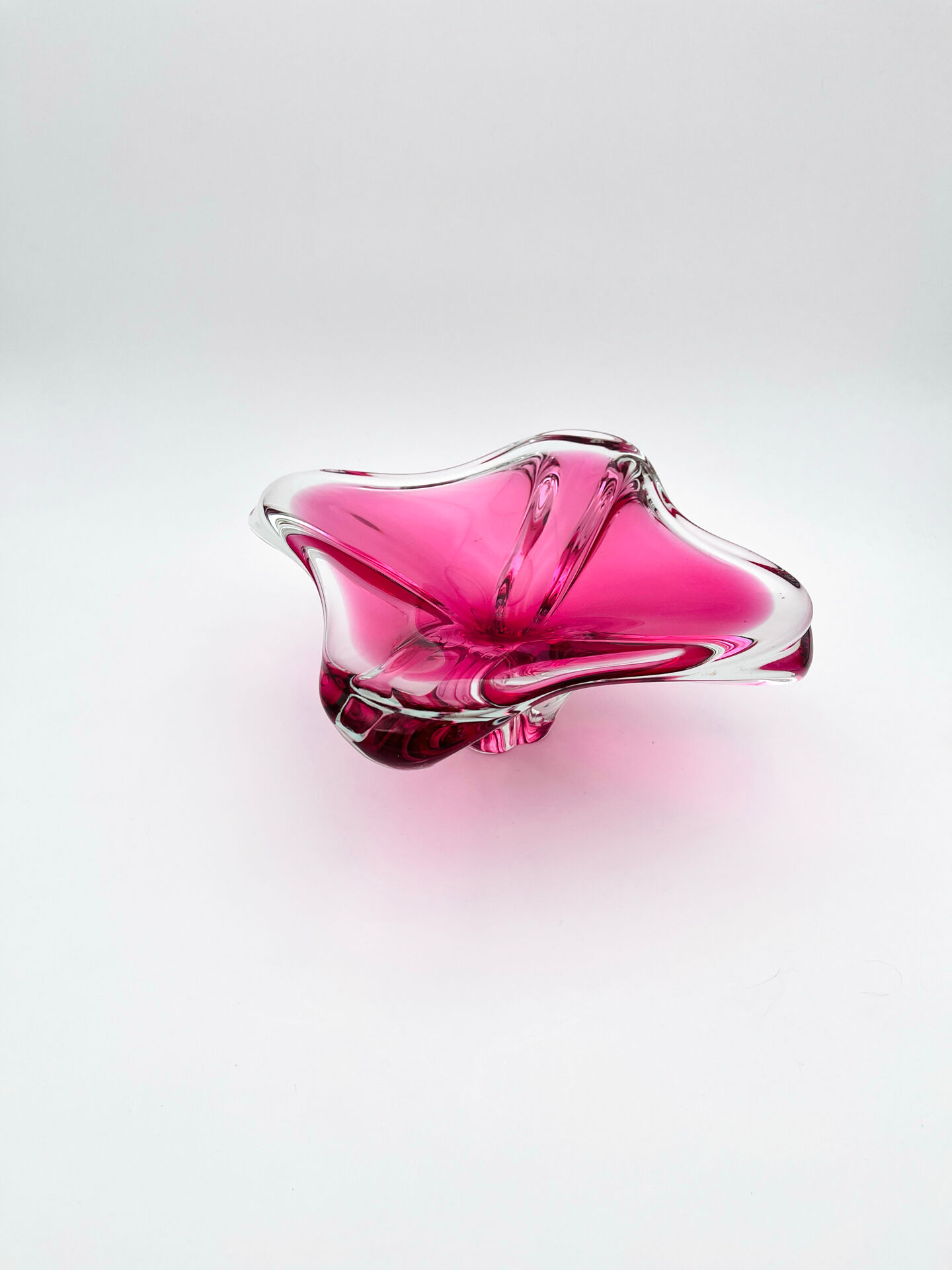 Large Crystal Bowl Bohemia Josef Hospodka 2.6kg Ruby Design 1960