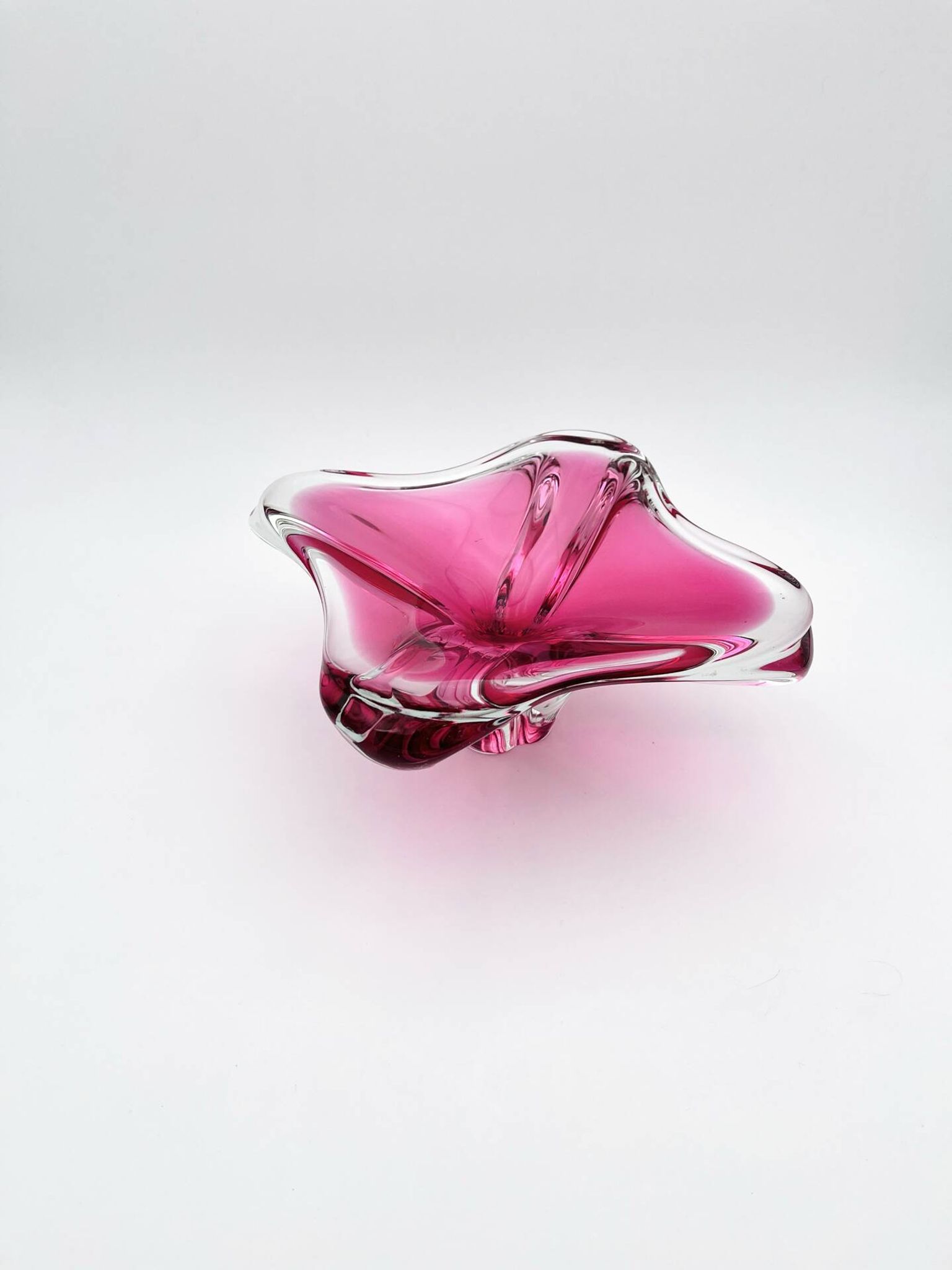Large Crystal Bowl Bohemia Josef Hospodka 2.6kg Ruby Design 1960