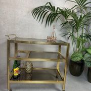 Desserte de bar vintage des années 80 – Hollywood Regency