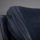 Danish teak and navy blue leather 3-seater sofa from Komfort, 1970s