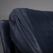 Danish teak and navy blue leather 3-seater sofa from Komfort, 1970s