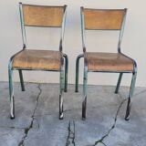 Pair of vintage Mullca metal school chairs 1950s