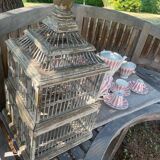 Large antique wooden birdcage