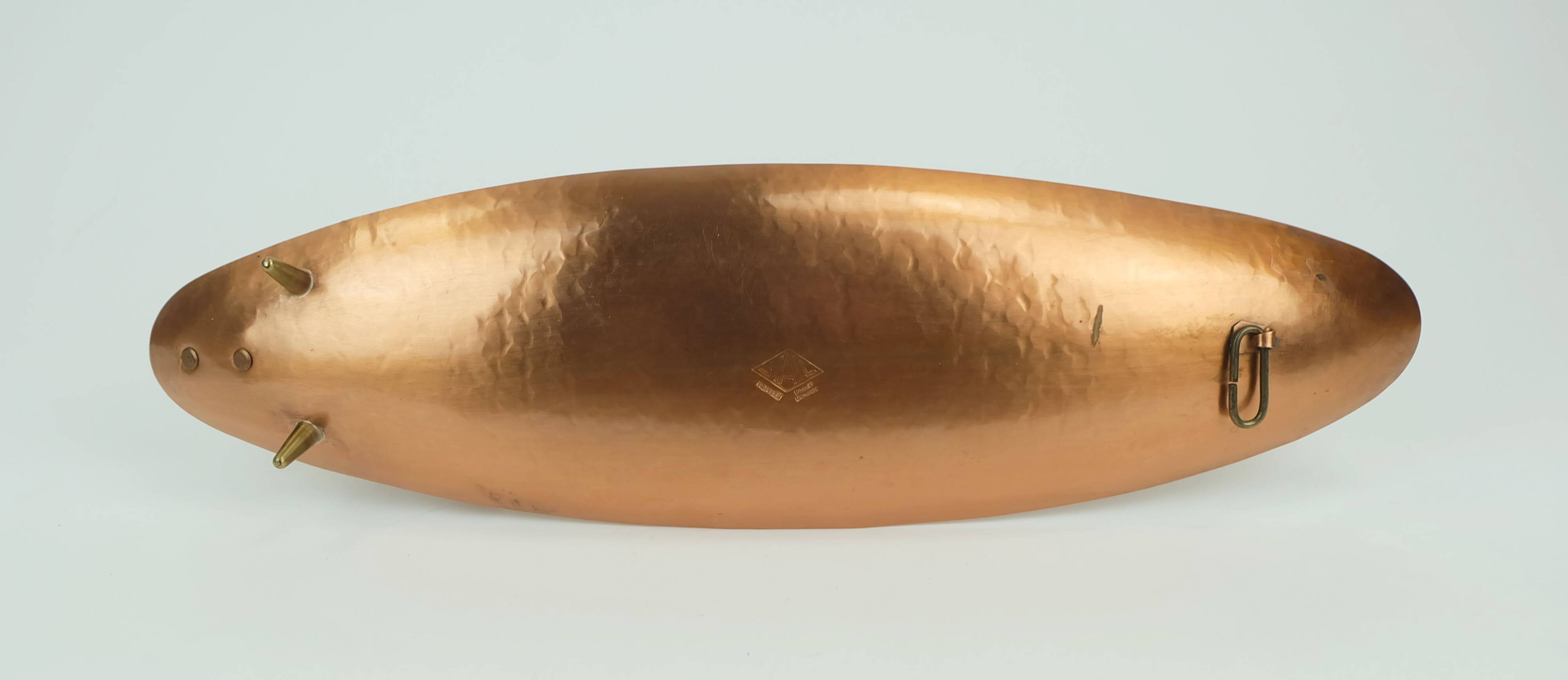 Large 1950s 60s mid century wall candle holder hammered copper