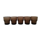 Set of 5 glasses smoked vereco stackable 70s vintage