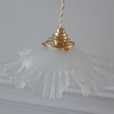 Pleated suspension in frosted glass 50s