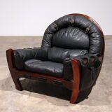 Fauteuil Lounge en Cuir "Rancero" de Luciano Frigerio - Design Italien des Années 1970