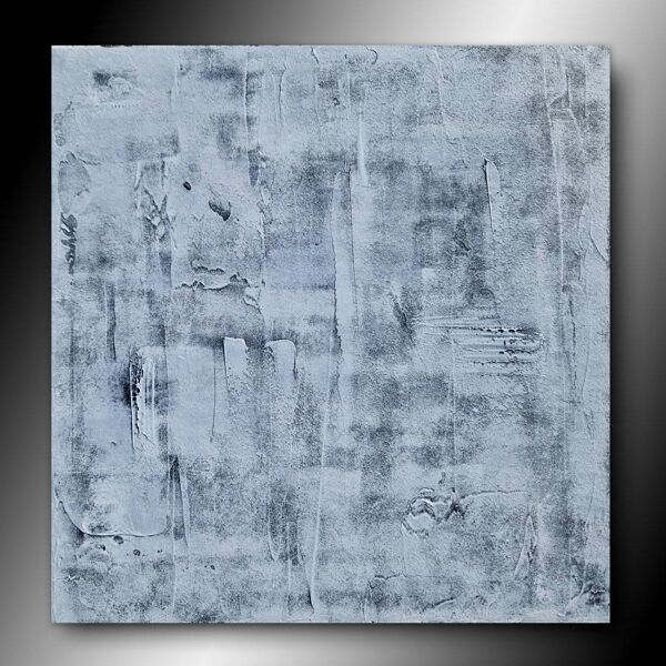 Tableau peinture abstraite monochrome minimaliste blanc