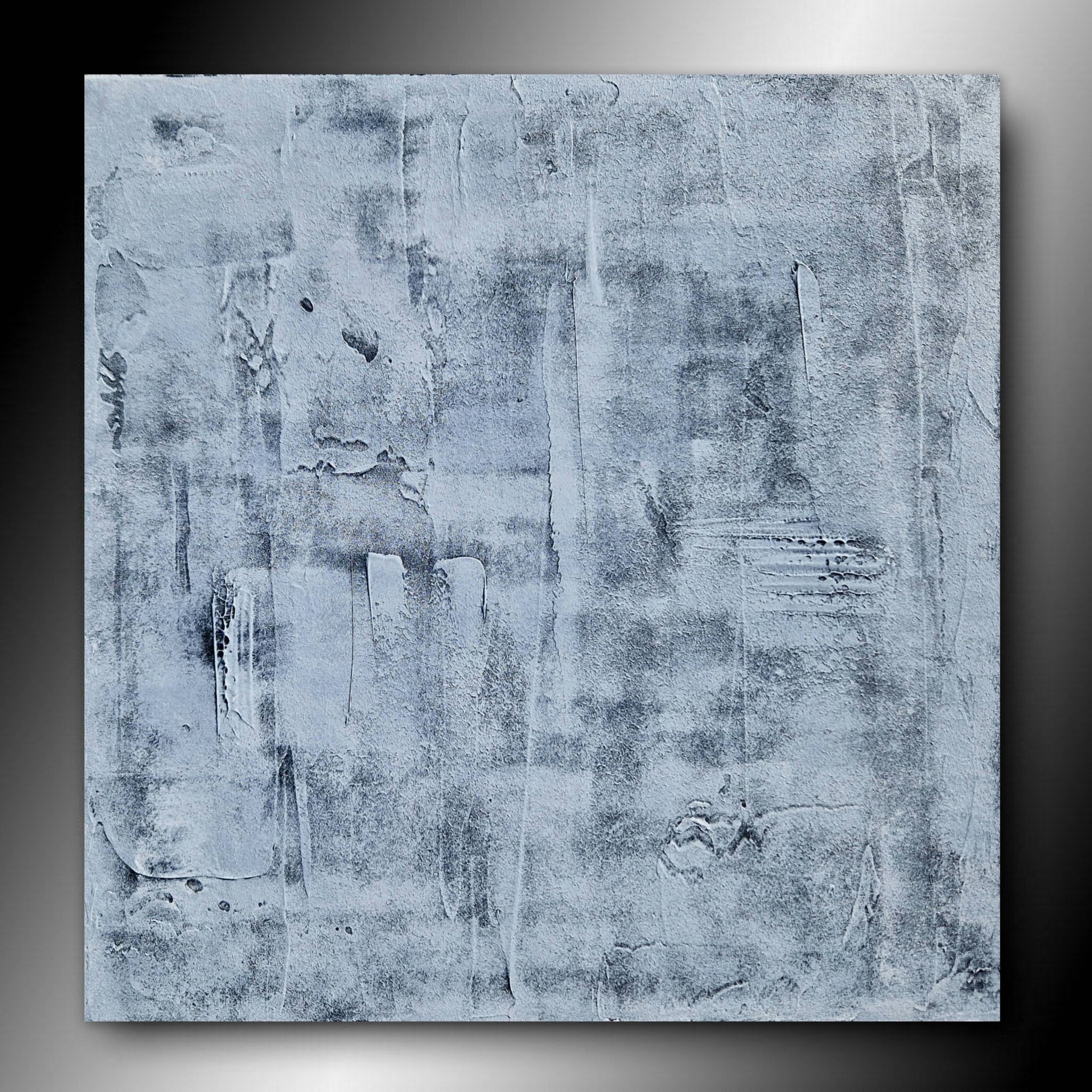 Tableau peinture abstraite monochrome minimaliste blanc